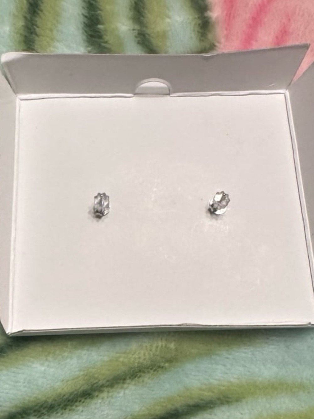 Sparkly Square Halo Stud Earrings Silver Clear CZ Crystal Elegant Brand New - Picture 4 of 6